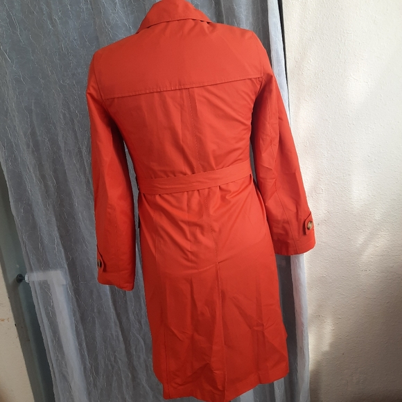 Retro Primary Orange Double Breasted Trench Coat S - Picture 7 of 16